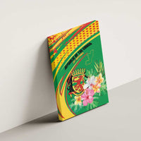 Congo Republic Day Canvas Wall Art Coat Of Arms With Tropical Flower - Wonder Print Shop