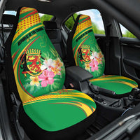 Congo Republic Day Car Seat Cover Coat Of Arms With Tropical Flower - Wonder Print Shop