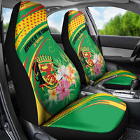 Congo Republic Day Car Seat Cover Coat Of Arms With Tropical Flower - Wonder Print Shop