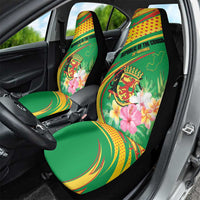 Congo Republic Day Car Seat Cover Coat Of Arms With Tropical Flower - Wonder Print Shop