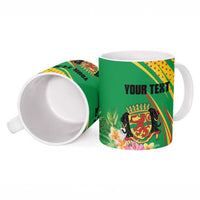 Personalized Congo Republic Day Ceramic Mug Coat Of Arms With Tropical Flower - Wonder Print Shop