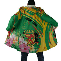 Personalized Congo Republic Day Cloak Coat Of Arms With Tropical Flower - Wonder Print Shop