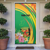 Personalized Congo Republic Day Door Cover Coat Of Arms With Tropical Flower - Wonder Print Shop