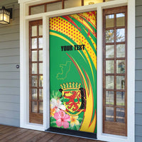 Personalized Congo Republic Day Door Cover Coat Of Arms With Tropical Flower - Wonder Print Shop