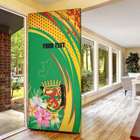 Personalized Congo Republic Day Door Cover Coat Of Arms With Tropical Flower - Wonder Print Shop