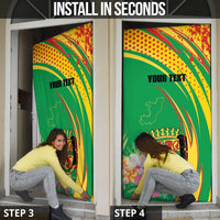 Personalized Congo Republic Day Door Cover Coat Of Arms With Tropical Flower - Wonder Print Shop