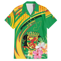 Personalized Congo Republic Day Family Matching Off Shoulder Maxi Dress and Hawaiian Shirt Coat Of Arms With Tropical Flower - Wonder Print Shop