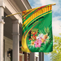 Congo Republic Day Garden Flag Coat Of Arms With Tropical Flower - Wonder Print Shop