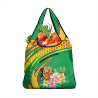 Congo Republic Day Grocery Bag Coat Of Arms With Tropical Flower - Wonder Print Shop