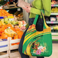 Congo Republic Day Grocery Bag Coat Of Arms With Tropical Flower - Wonder Print Shop