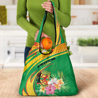 Congo Republic Day Grocery Bag Coat Of Arms With Tropical Flower - Wonder Print Shop