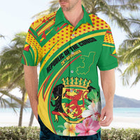 Personalized Congo Republic Day Hawaiian Shirt Coat Of Arms With Tropical Flower - Wonder Print Shop