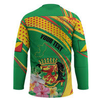Personalized Congo Republic Day Hockey Jersey Coat Of Arms With Tropical Flower - Wonder Print Shop