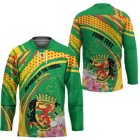 Personalized Congo Republic Day Hockey Jersey Coat Of Arms With Tropical Flower - Wonder Print Shop