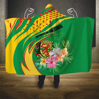 Congo Republic Day Hooded Blanket Coat Of Arms With Tropical Flower - Wonder Print Shop