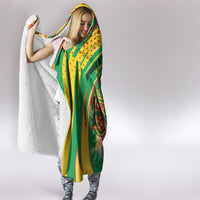 Congo Republic Day Hooded Blanket Coat Of Arms With Tropical Flower - Wonder Print Shop