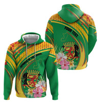 Personalized Congo Republic Day Hoodie Coat Of Arms With Tropical Flower - Wonder Print Shop