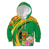 Personalized Congo Republic Day Kid Hoodie Coat Of Arms With Tropical Flower - Wonder Print Shop