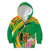 Personalized Congo Republic Day Kid Hoodie Coat Of Arms With Tropical Flower - Wonder Print Shop