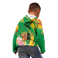 Personalized Congo Republic Day Kid Hoodie Coat Of Arms With Tropical Flower - Wonder Print Shop