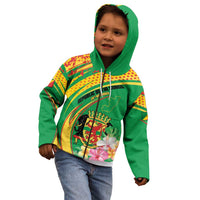 Personalized Congo Republic Day Kid Hoodie Coat Of Arms With Tropical Flower - Wonder Print Shop