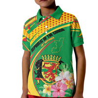 Personalized Congo Republic Day Kid Polo Shirt Coat Of Arms With Tropical Flower - Wonder Print Shop