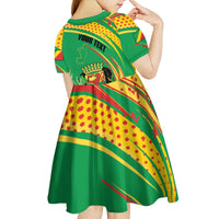 Personalized Congo Republic Day Kid Short Sleeve Dress Coat Of Arms With Tropical Flower - Wonder Print Shop