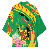 Personalized Congo Republic Day Kimono Coat Of Arms With Tropical Flower - Wonder Print Shop