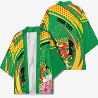 Personalized Congo Republic Day Kimono Coat Of Arms With Tropical Flower - Wonder Print Shop