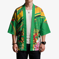 Personalized Congo Republic Day Kimono Coat Of Arms With Tropical Flower - Wonder Print Shop