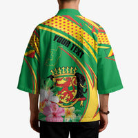 Personalized Congo Republic Day Kimono Coat Of Arms With Tropical Flower - Wonder Print Shop