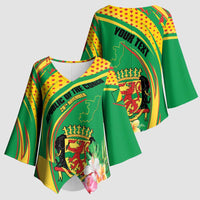 Personalized Congo Republic Day Kimono Sleeve Blouse Coat Of Arms With Tropical Flower - Wonder Print Shop