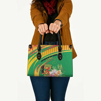 Congo Republic Day Leather Bag Coat Of Arms With Tropical Flower - Wonder Print Shop