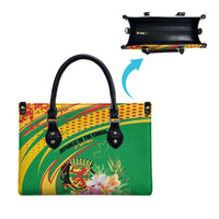 Congo Republic Day Leather Bag Coat Of Arms With Tropical Flower - Wonder Print Shop