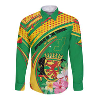 Personalized Congo Republic Day Long Sleeve Button Shirt Coat Of Arms With Tropical Flower - Wonder Print Shop