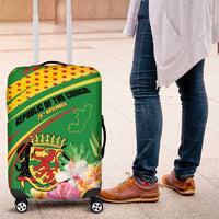 Congo Republic Day Luggage Cover Coat Of Arms With Tropical Flower - Wonder Print Shop