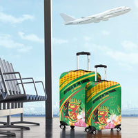 Congo Republic Day Luggage Cover Coat Of Arms With Tropical Flower - Wonder Print Shop