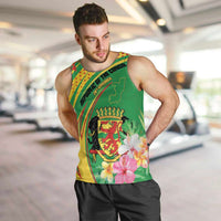 Personalized Congo Republic Day Men Tank Top Coat Of Arms With Tropical Flower - Wonder Print Shop