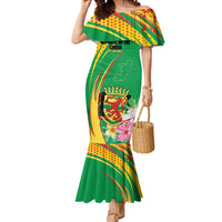 Personalized Congo Republic Day Mermaid Dress Coat Of Arms With Tropical Flower - Wonder Print Shop