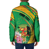 Personalized Congo Republic Day Padded Jacket Coat Of Arms With Tropical Flower - Wonder Print Shop