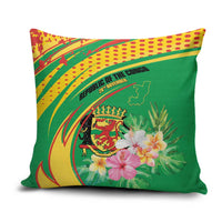 Congo Republic Day Pillow Cover Coat Of Arms With Tropical Flower - Wonder Print Shop