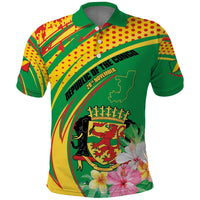 Personalized Congo Republic Day Polo Shirt Coat Of Arms With Tropical Flower - Wonder Print Shop