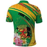 Personalized Congo Republic Day Polo Shirt Coat Of Arms With Tropical Flower - Wonder Print Shop