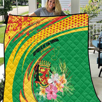 Congo Republic Day Quilt Coat Of Arms With Tropical Flower - Wonder Print Shop