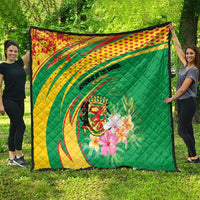 Congo Republic Day Quilt Coat Of Arms With Tropical Flower - Wonder Print Shop