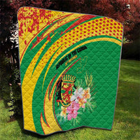 Congo Republic Day Quilt Coat Of Arms With Tropical Flower - Wonder Print Shop