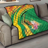Congo Republic Day Quilt Coat Of Arms With Tropical Flower - Wonder Print Shop
