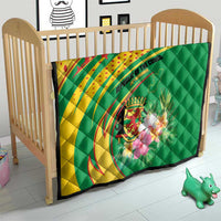 Congo Republic Day Quilt Coat Of Arms With Tropical Flower - Wonder Print Shop
