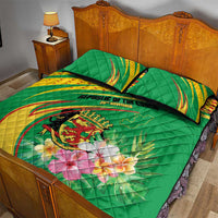 Congo Republic Day Quilt Bed Set Coat Of Arms With Tropical Flower - Wonder Print Shop