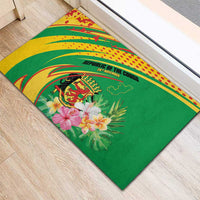 Congo Republic Day Rubber Doormat Coat Of Arms With Tropical Flower - Wonder Print Shop
